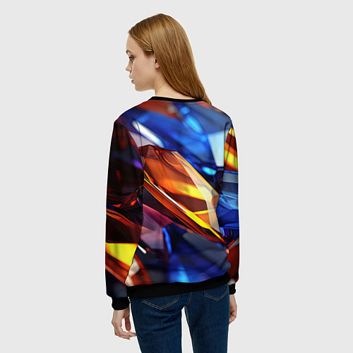 Женский свитшот Прозрачные блестящие камни / 3D-Черный – фото 4