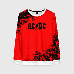 Свитшот женский AC DC skull rock краски, цвет: 3D-белый