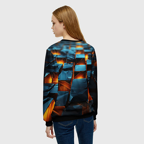 Женский свитшот Темные плитки в лаве / 3D-Черный – фото 4