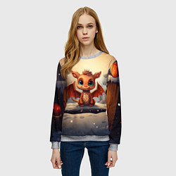 Свитшот женский Тайный повелитель елок дракон, цвет: 3D-меланж — фото 2