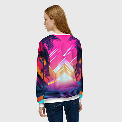 Женский свитшот GTA6 hot summer Vaporwave / 3D-Белый – фото 4