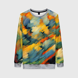 Свитшот женский Жёлтые и синие мазки, цвет: 3D-меланж