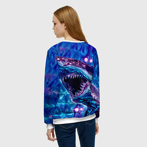 Женский свитшот Фиолетовая акула / 3D-Белый – фото 4