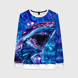 Свитшот женский Фиолетовая акула, цвет: 3D-белый
