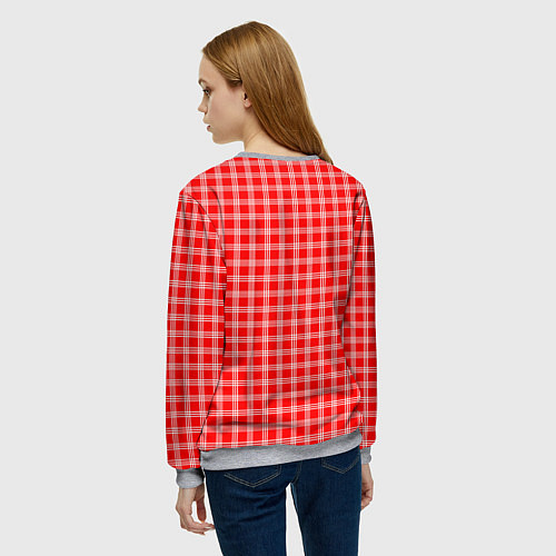 Женский свитшот Красно-белый клетчатый / 3D-Меланж – фото 4