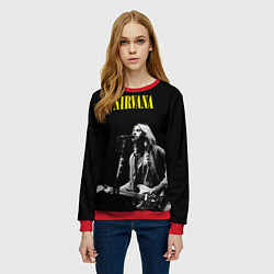 Свитшот женский Группа Nirvana Курт Кобейн, цвет: 3D-красный — фото 2