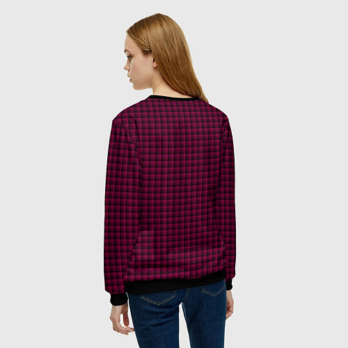 Женский свитшот Паттерн объёмные квадраты тёмно-розовый / 3D-Черный – фото 4