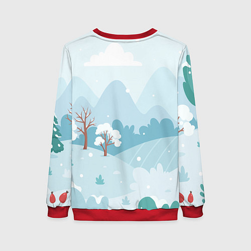 Женский свитшот Зеленый счастливый дракон новогодний / 3D-Красный – фото 2