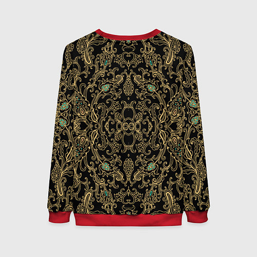 Женский свитшот Славянский этнический орнамент с позолотой / 3D-Красный – фото 2