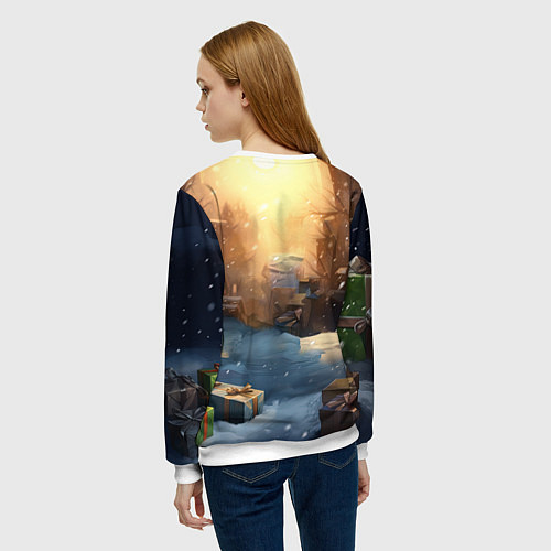 Женский свитшот Дракон дух рождества / 3D-Белый – фото 4