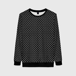 Свитшот женский Чёрный в маленький белый горошек, цвет: 3D-черный