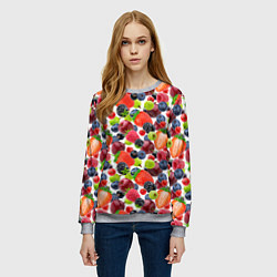 Свитшот женский Разные ягоды, цвет: 3D-меланж — фото 2