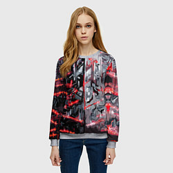 Свитшот женский Адский доспех в царапинах, цвет: 3D-меланж — фото 2