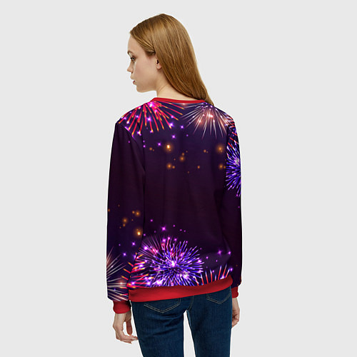 Женский свитшот Праздничная Диана: фейерверк / 3D-Красный – фото 4