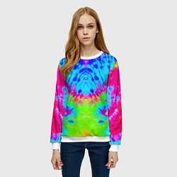 Свитшот женский Tie-Dye abstraction, цвет: 3D-белый — фото 2