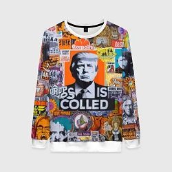 Свитшот женский Donald Trump - american сollage, цвет: 3D-белый