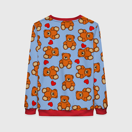 Женский свитшот Игрушки мишки и сердца / 3D-Красный – фото 2