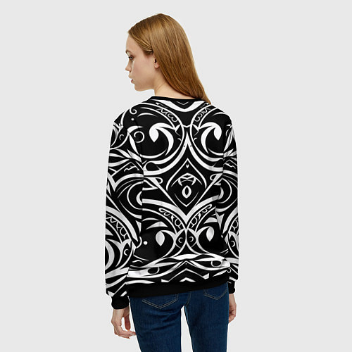 Женский свитшот Белое на чёрном / 3D-Черный – фото 4