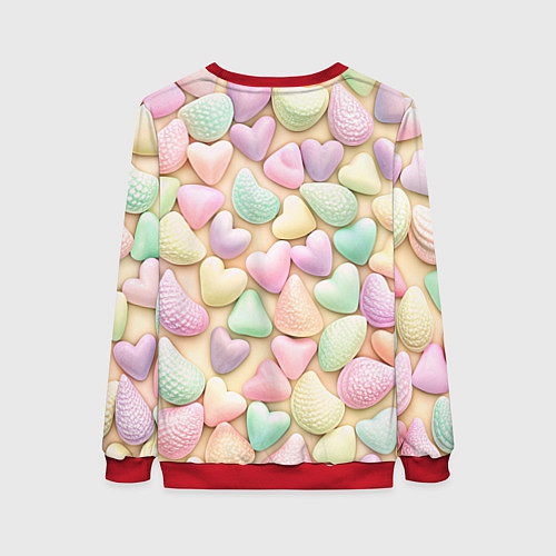 Женский свитшот Сердечки розовые конфетки / 3D-Красный – фото 2