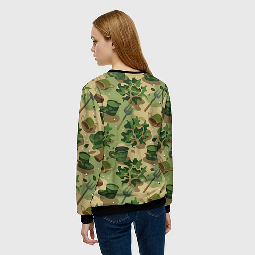 Женский свитшот Садовый камуфляж - дачные войска / 3D-Черный – фото 4