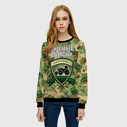 Свитшот женский Садовый камуфляж - дачные войска, цвет: 3D-черный — фото 2