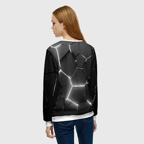 Женский свитшот Чёрные плиты разломы броня / 3D-Белый – фото 4