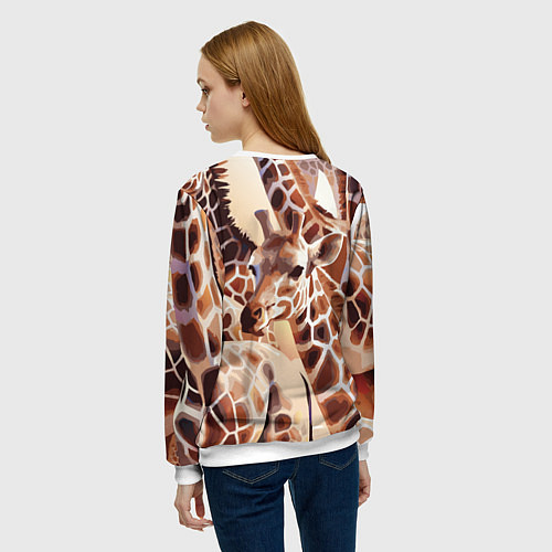 Женский свитшот Жирафы - африканский паттерн / 3D-Белый – фото 4