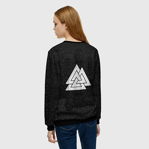 Женский свитшот Один с символикой защиты воина / 3D-Черный – фото 4