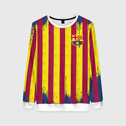 Свитшот женский Полосатые цвета футбольного клуба Барселона, цвет: 3D-белый
