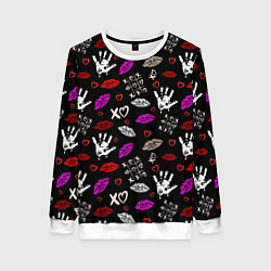 Свитшот женский Крестики сердечки, цвет: 3D-белый