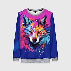 Свитшот женский Волк в стиле поп-арт, цвет: 3D-меланж