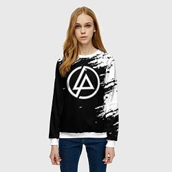 Свитшот женский Linkin Park - black and white, цвет: 3D-белый — фото 2
