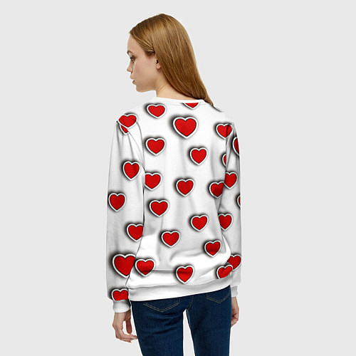 Женский свитшот Стикеры наклейки объемные сердечки / 3D-Белый – фото 4