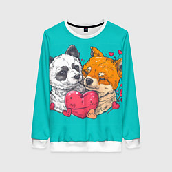 Свитшот женский Влюбленная собачка и лисичка, цвет: 3D-белый