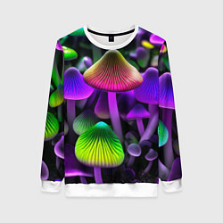 Свитшот женский Люминесцентные грибы, цвет: 3D-белый