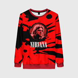 Свитшот женский Nirvana красные краски рок бенд, цвет: 3D-красный