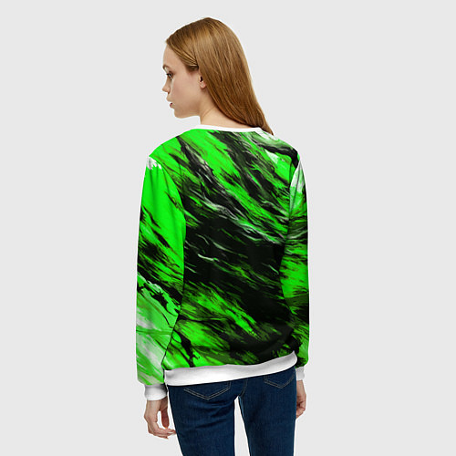 Женский свитшот Чёрная и зелёная буря / 3D-Белый – фото 4