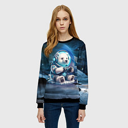 Свитшот женский Белый медвежонок кибер геймер, цвет: 3D-черный — фото 2