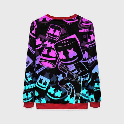 Женский свитшот Marshmello neon pattern / 3D-Красный – фото 2