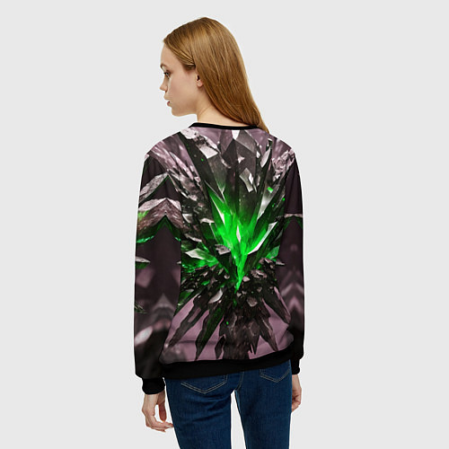 Женский свитшот Драгоценный камень зелёный / 3D-Черный – фото 4