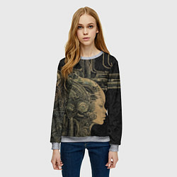 Свитшот женский Киборг с женским лицом, цвет: 3D-меланж — фото 2