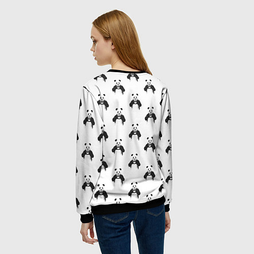Женский свитшот Panda love - pattern / 3D-Черный – фото 4