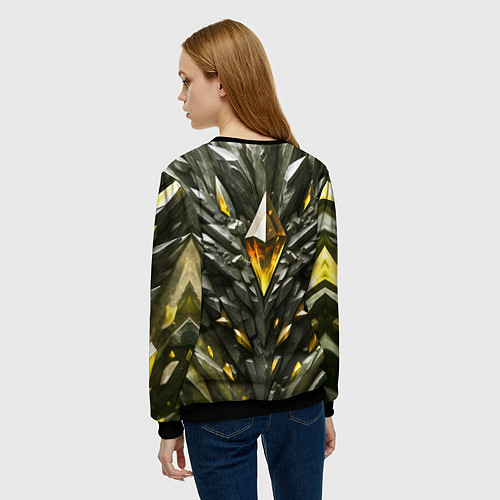 Женский свитшот Камень и золотой кристалл / 3D-Черный – фото 4