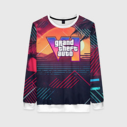 Свитшот женский GTA 6 logo абстрактный фон, цвет: 3D-белый