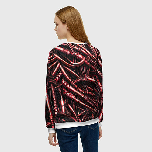 Женский свитшот Красные трубки чужих / 3D-Белый – фото 4