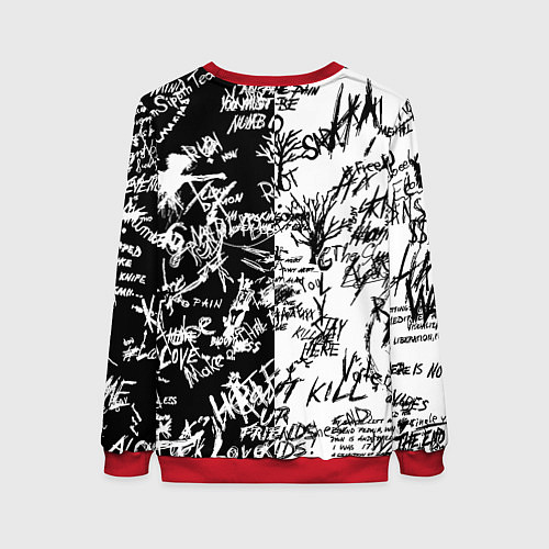 Женский свитшот Ферн и иероглифы / 3D-Красный – фото 2