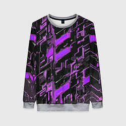 Свитшот женский Фиолетовые неоновые линии, цвет: 3D-меланж