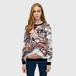 Свитшот женский Разноцветный мраморный узор, цвет: 3D-черный — фото 2
