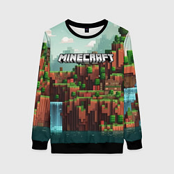 Свитшот женский Minecraft logo квадратный мир, цвет: 3D-черный