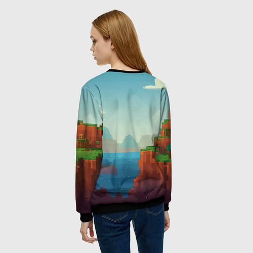 Женский свитшот Minecraft logo квадратный мир / 3D-Черный – фото 4